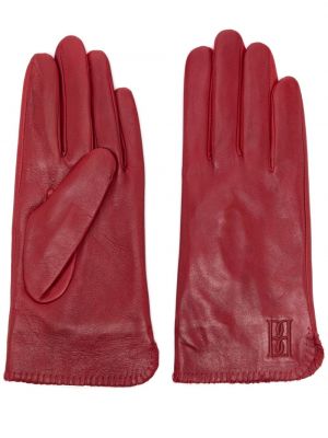 Haftowane rękawiczki skórzane By Malene Birger czerwone