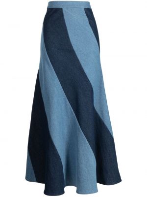 Spódnica bawełniana w paski Batsheva niebieska
