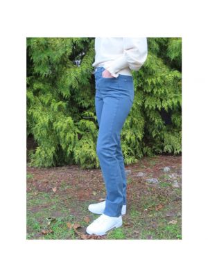 Pantalones rectos de cintura alta slim fit de algodón Islow azul