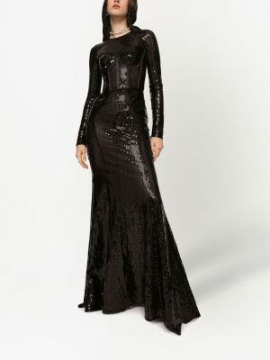 Večerní šaty s flitry Dolce & Gabbana černé