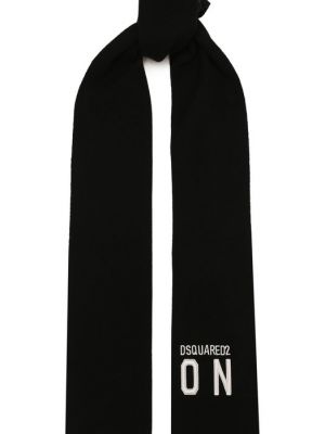 Черный шерстяной шарф Dsquared2