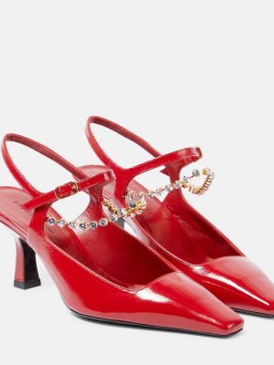 Кожени полуотворени обувки от лакирана кожа Khaite червено