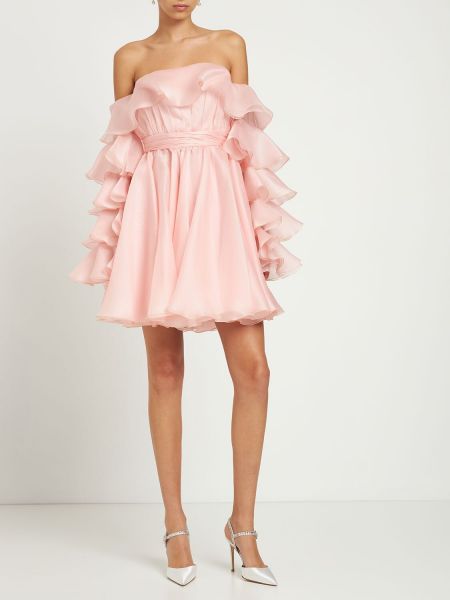 Мини рокля с волани Giambattista Valli розово