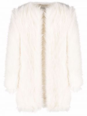 Стеганое пальто с мехом Saint Laurent, белый