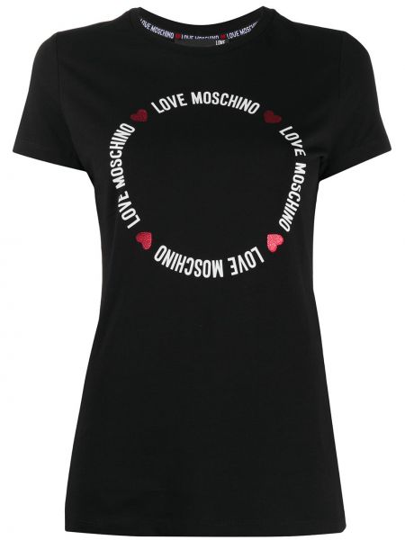 Camiseta con estampado con corazón Love Moschino negro