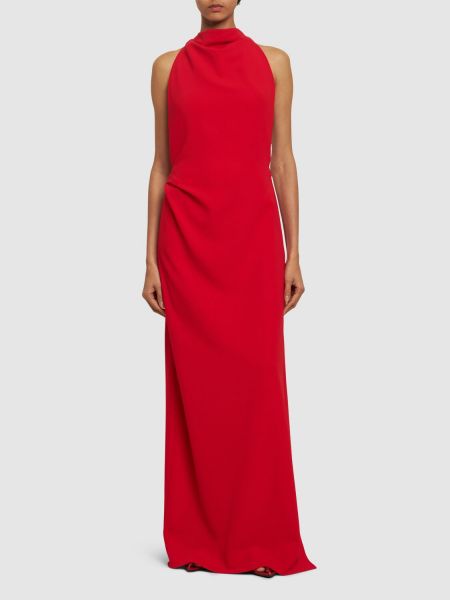 Sukienka długa z otwartymi plecami z krepy Proenza Schouler czerwona