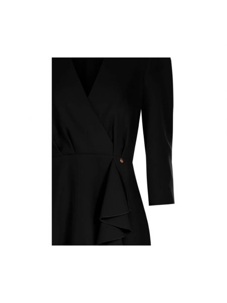 Asymmetrisches kleid mit v-ausschnitt mit rüschen Rinascimento schwarz