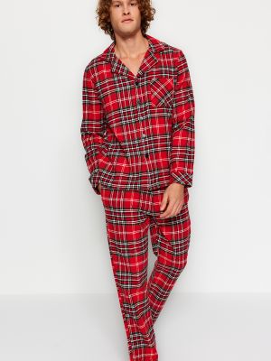 Pižama s karirastim vzorcem Trendyol rdeča