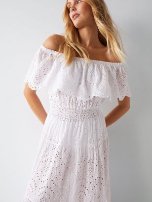 Платье с открытыми плечами Warehouse белое