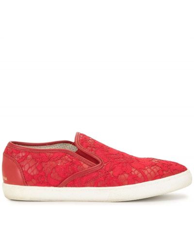 Zapatillas slip on de encaje Dolce & Gabbana Pre-owned rojo