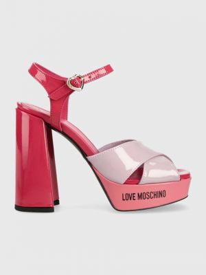 Kožne sandale Love Moschino ružičasta