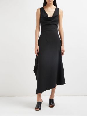 Памучна рокля Bottega Veneta черно