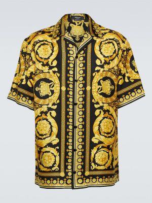 Hedvábná košile Versace zlatá