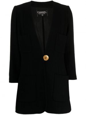 Oversized vlnený kabát s výstrihom do v Chanel Pre-owned