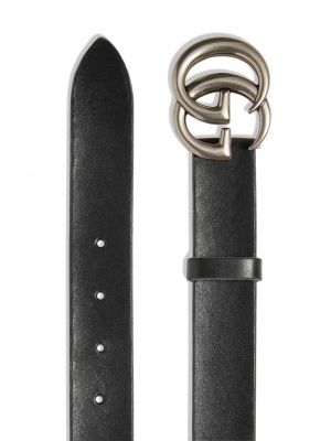 Cinturón de cuero con hebilla Gucci negro