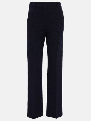 Pantalones rectos de lana de tweed Valentino azul