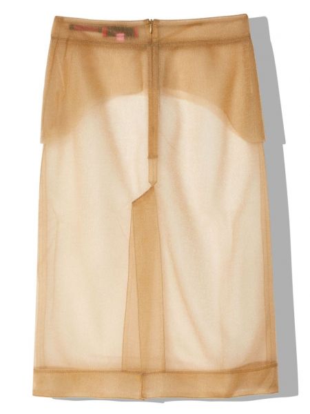 Jupe mi-longue transparent Eckhaus Latta beige