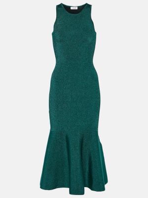 Dzianinowa sukienka midi Victoria Beckham zielona