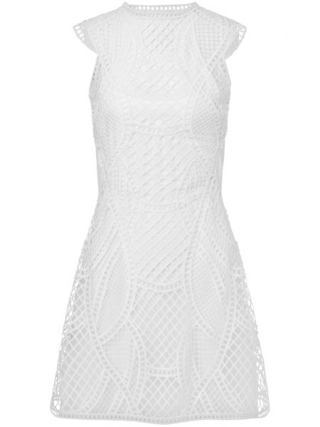 Koktejlové šaty s výšivkou Alberta Ferretti bílé