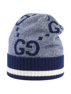 Dzianinowa czapka Gucci niebieska