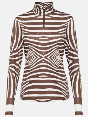 Sweter z nadrukiem w zebrę Bogner brązowy