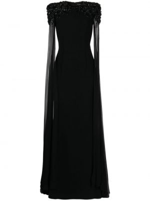 Коктейлна рокля с кристали Jenny Packham черно