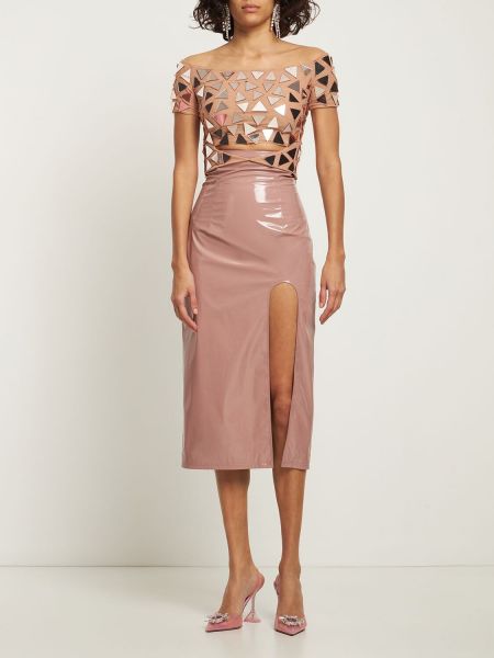 Midi sukňa s vysokým pásom Alessandro Vigilante ružová
