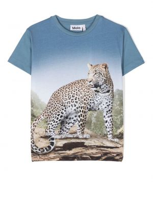 T-shirt con stampa leopardato Molo blu