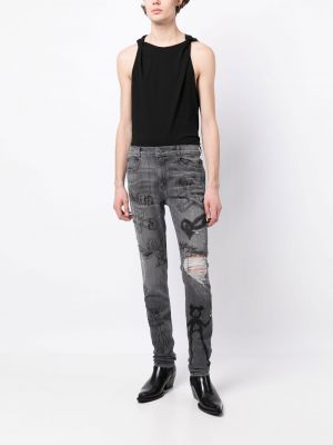 Jeans skinny à imprimé Domrebel noir