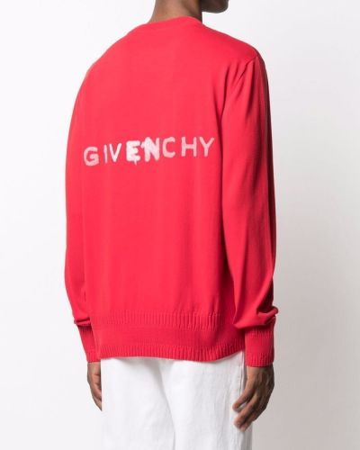 Jersey con estampado de tela jersey de cuello redondo Givenchy rojo