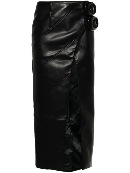 Kožená sukňa s prackou Aleksandre Akhalkatsishvili čierna