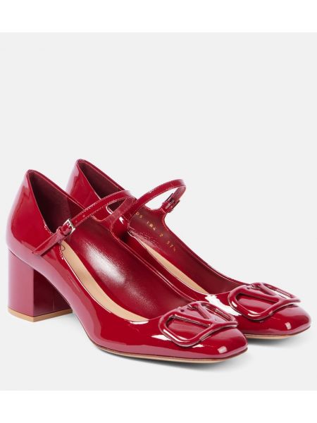 Lær mary jane pumps Valentino Garavani rød