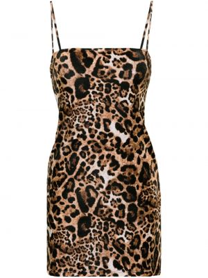 Кадифена рокля с принт с леопардов принт Vetements