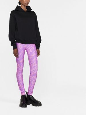 Legíny s potiskem Versace Jeans Couture fialové