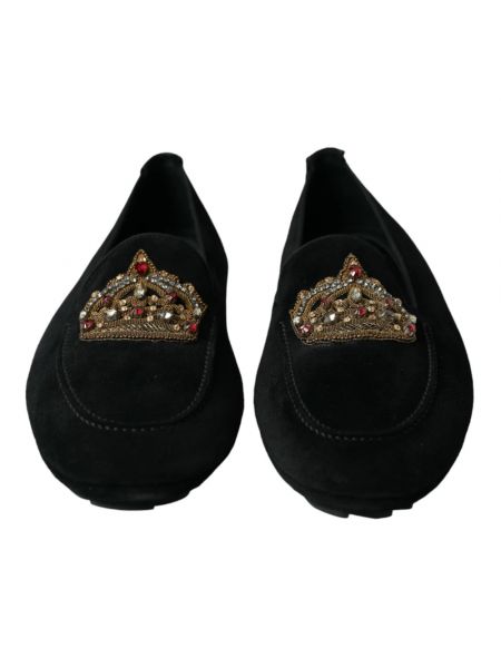 Loafers de cuero de cristal Dolce & Gabbana negro
