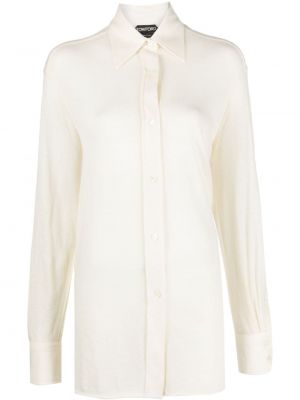 Priehľadná kašmírová košeľa Tom Ford biela