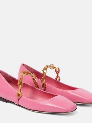 Bőr balerina cipők Jimmy Choo rózsaszín