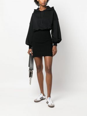 Bavlněné mini šaty s kapucí Msgm černé