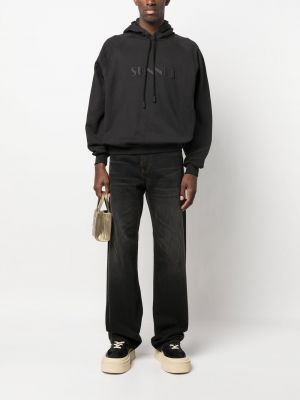 Medvilninis siuvinėtas džemperis su gobtuvu Sunnei juoda