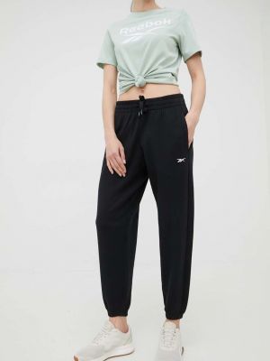 Reebok pantaloni de trening H49052 femei, culoarea negru, neted