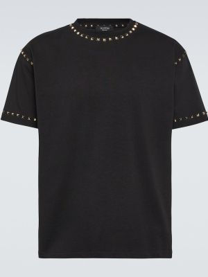 Βαμβακερή μπλούζα από ζέρσεϋ Valentino μαύρο