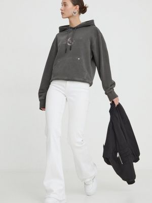 Bluza z kapturem bawełniana Karl Lagerfeld Jeans szara