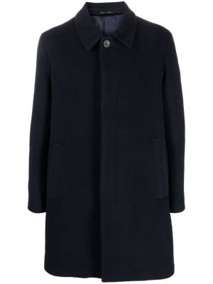 Пухено палто с копчета Giorgio Armani синьо