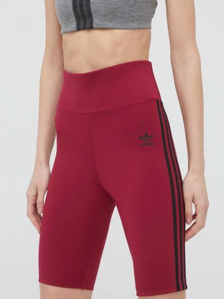 Панталон с висока талия с апликация Adidas Originals виолетово