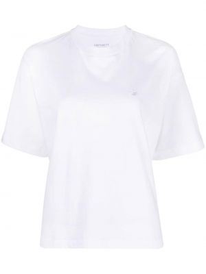 Oversize тениска бродирана Carhartt Wip бяло