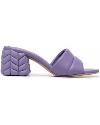 Papuci tip mules din piele cu toc matlasate Gianvito Rossi violet