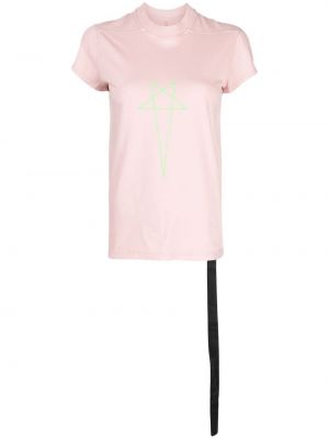Kokvilnas t-krekls ar apdruku Rick Owens Drkshdw rozā