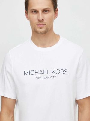Koszulka bawełniana z nadrukiem Michael Kors biała