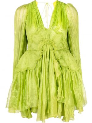 Koktejlové šaty s volány Maria Lucia Hohan zelené