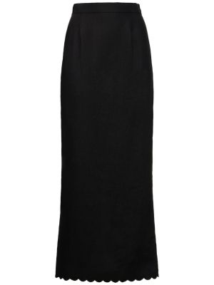 Lněné midi sukně Posse černé